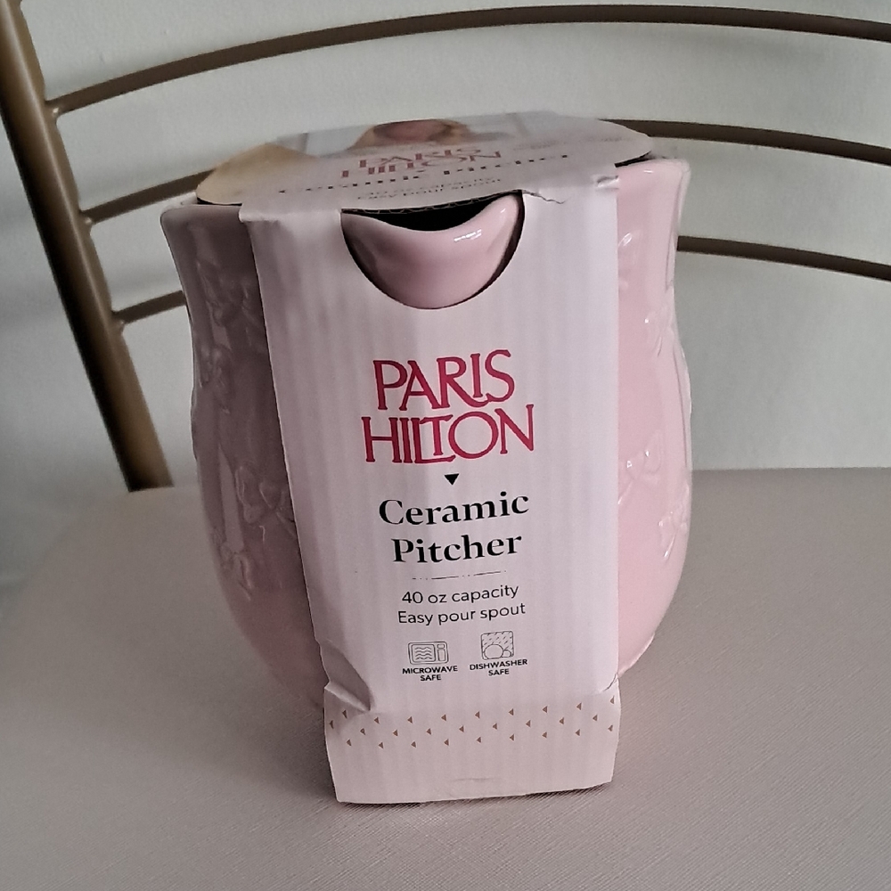 Paris Hilton Pink Bow Ceramic Pitcher